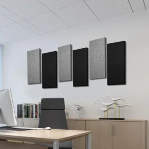 Elegant fabric wrapped panels mounted on walls in a Dubai commercial space