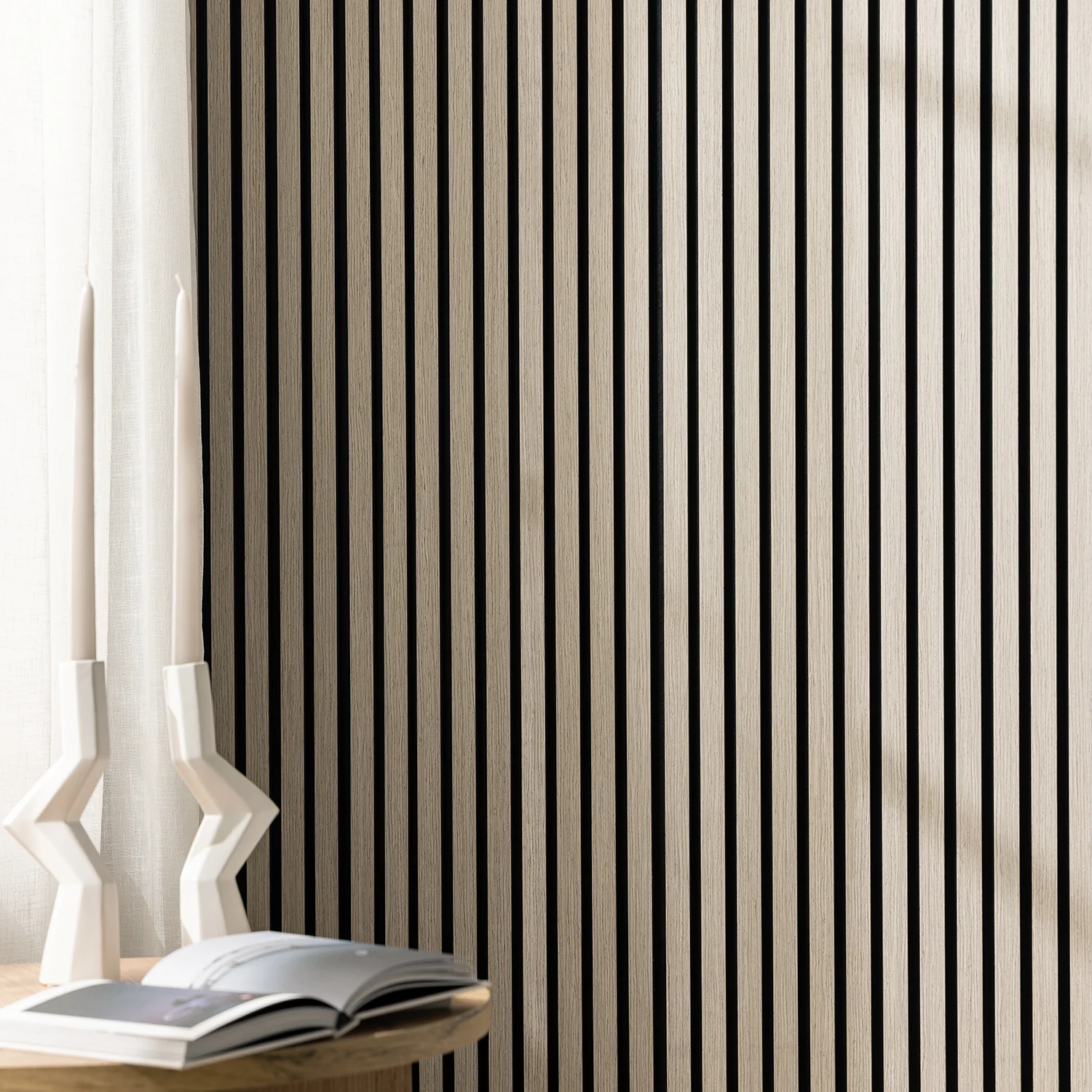 Grey Oak Slatted Wood Wall Panel 2 Grey Oak Slatted Wood Wall Panel