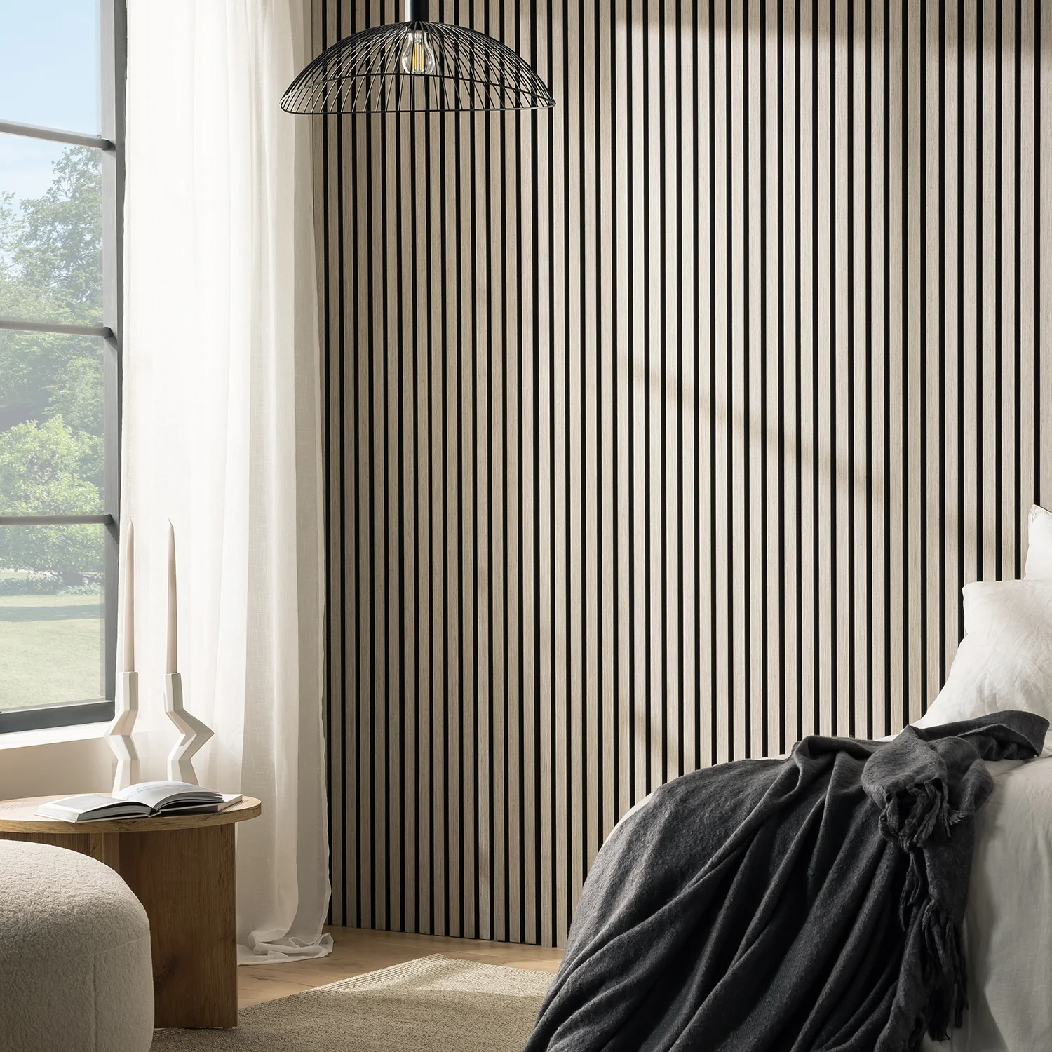 Grey Oak Slatted Wood Wall Panel 4 Grey Oak Slatted Wood Wall Panel
