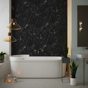 Black Marble 1.0m Shower Panel