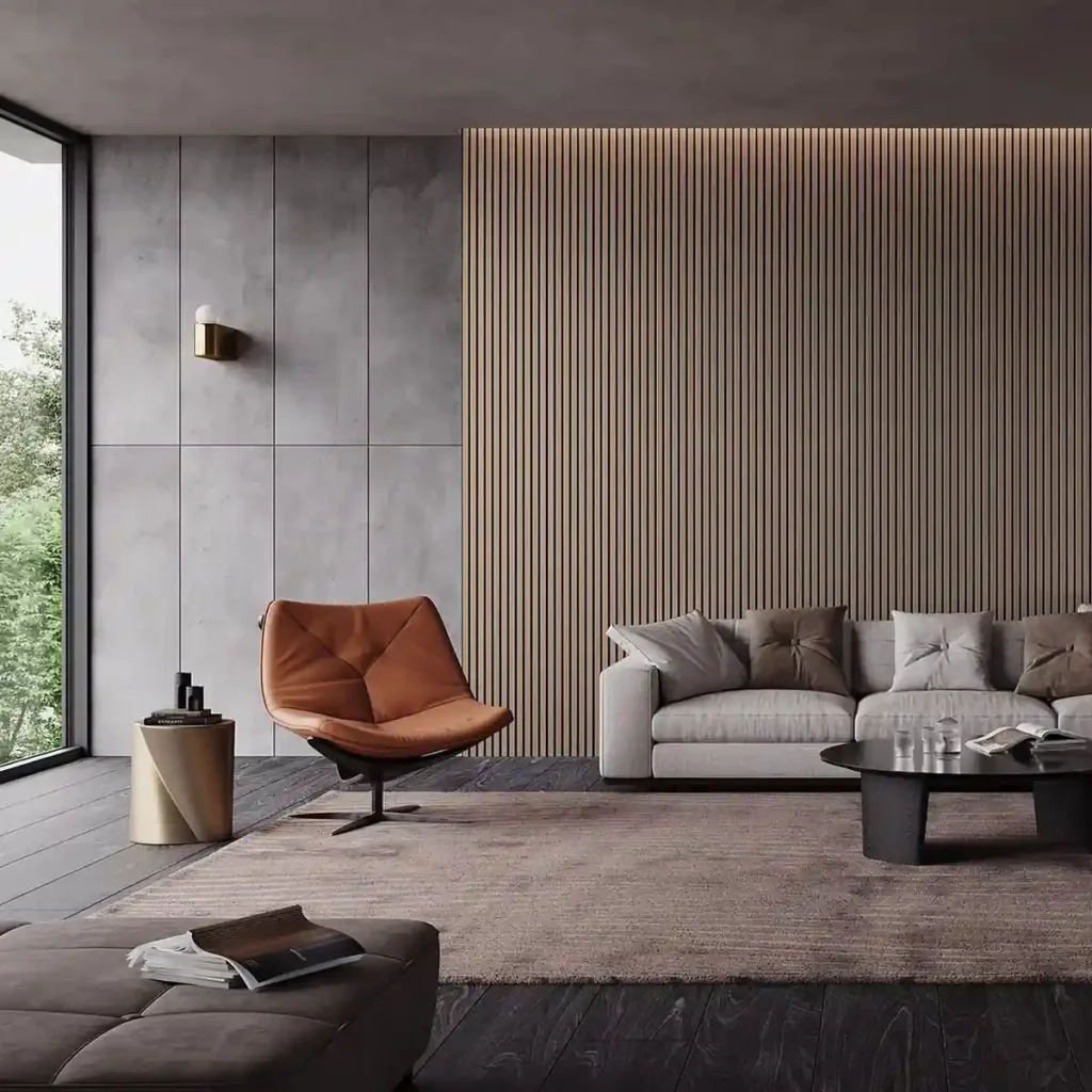 Classic wooden wall panels for sophisticated villa interior decoration