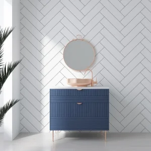 White Herringbone 1.0m Shower Panel