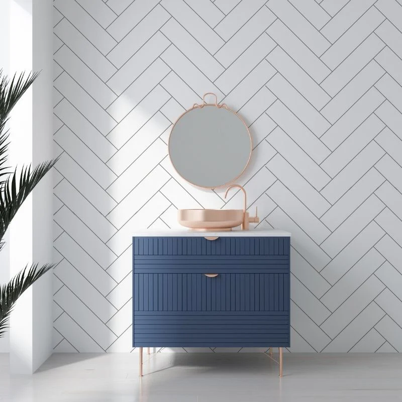 White Herringbone 1.0m Shower PVC Wall Panel 1 White Herringbone 1.0m Shower Panel