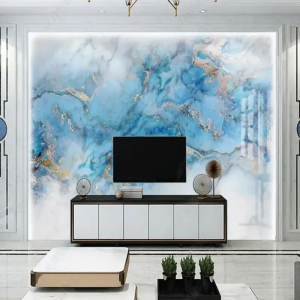Blue High Gloss UV Marble PVC Sheets Panels for Wall Decoration3