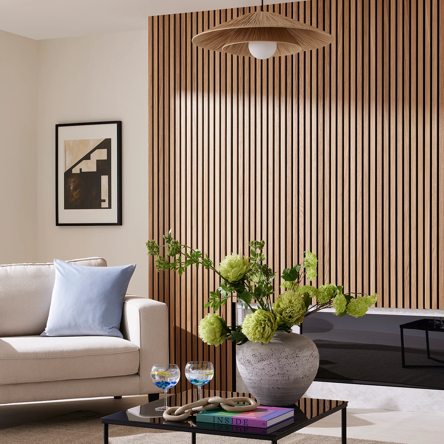 Honey Oak Slatted Acoustic Wall Panel 1 Honey Oak Slatted Acoustic Wall Panel