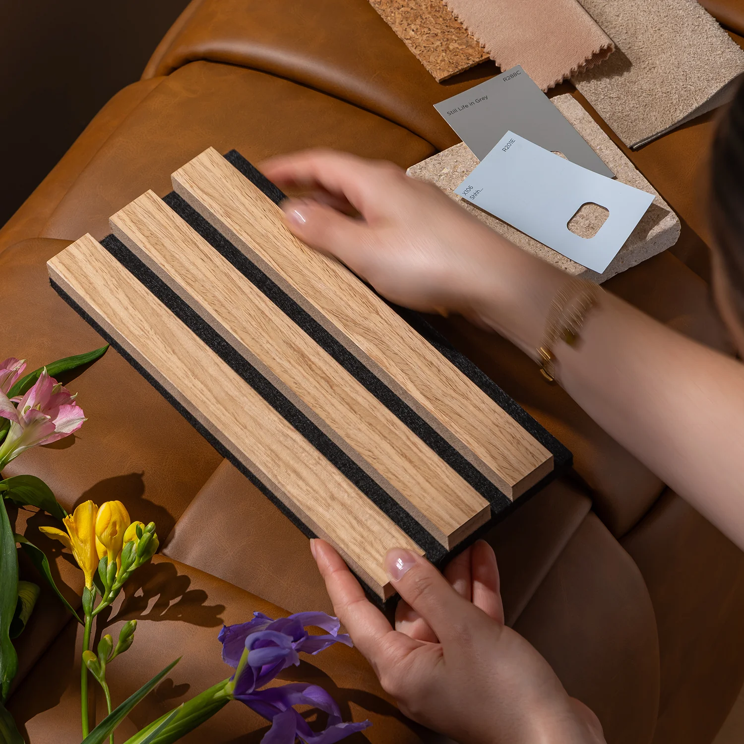Honey Oak Slatted Acoustic Wall Panel 3 Honey Oak Slatted Acoustic Wall Panel