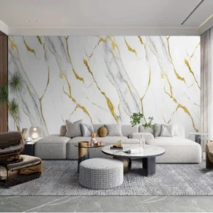 Imported UV White & Gold Marble Panel