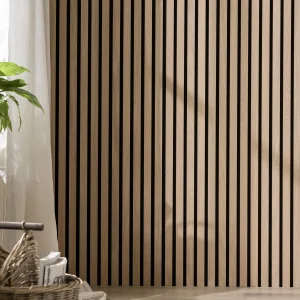 Washed Oak Slatted Acoustic Wall Panel