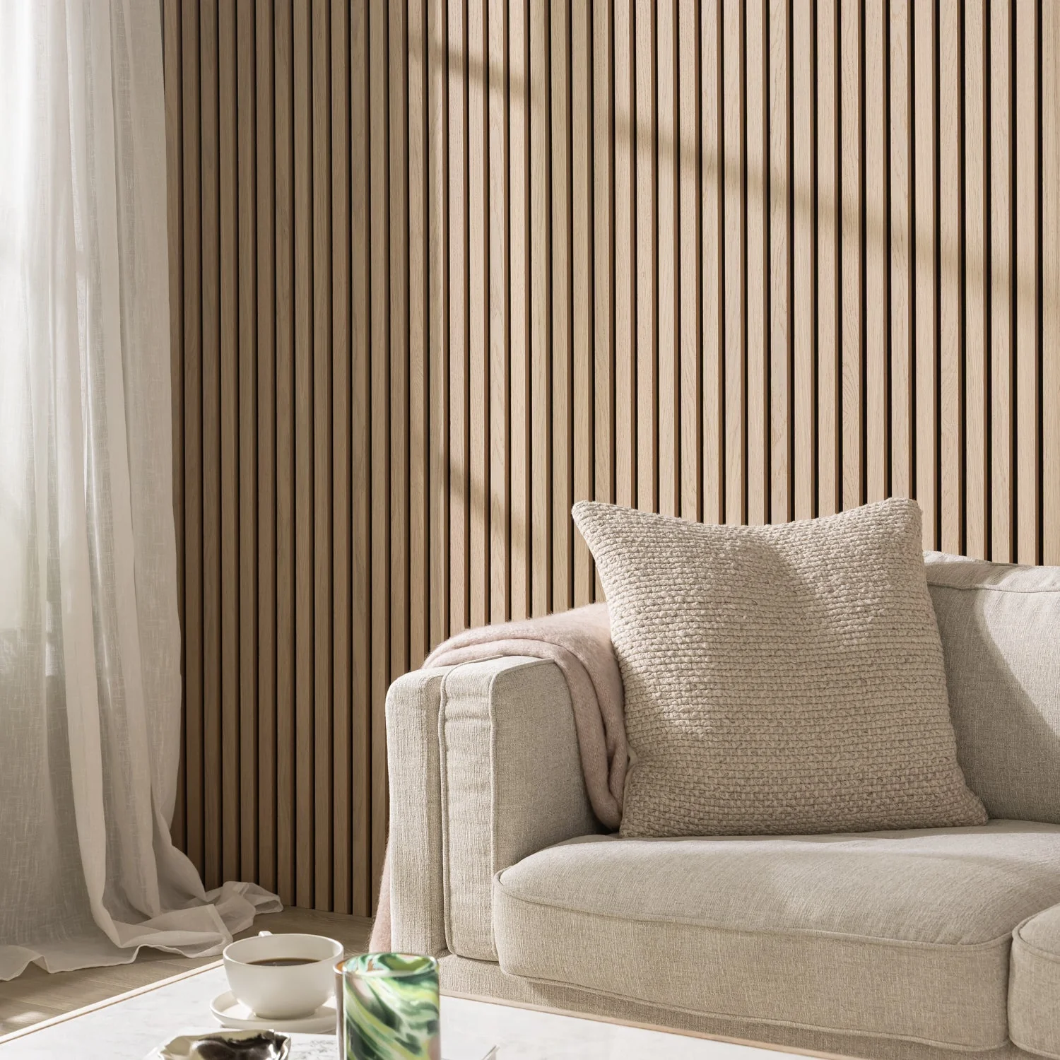 Washed Oak Slatted Acoustic Wall Panel 2 Washed Oak Slatted Acoustic Wall Panel