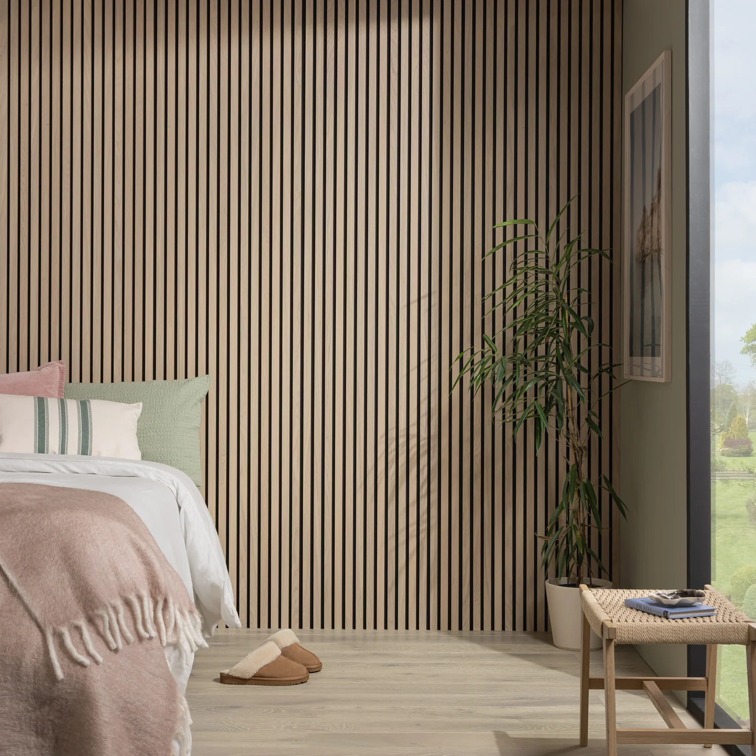 Washed Oak Slatted Acoustic Wall Panel 3 Washed Oak Slatted Acoustic Wall Panel